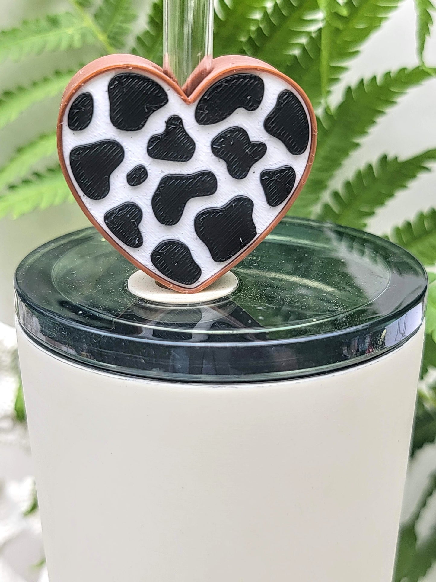 Cow Print Straw Toppers