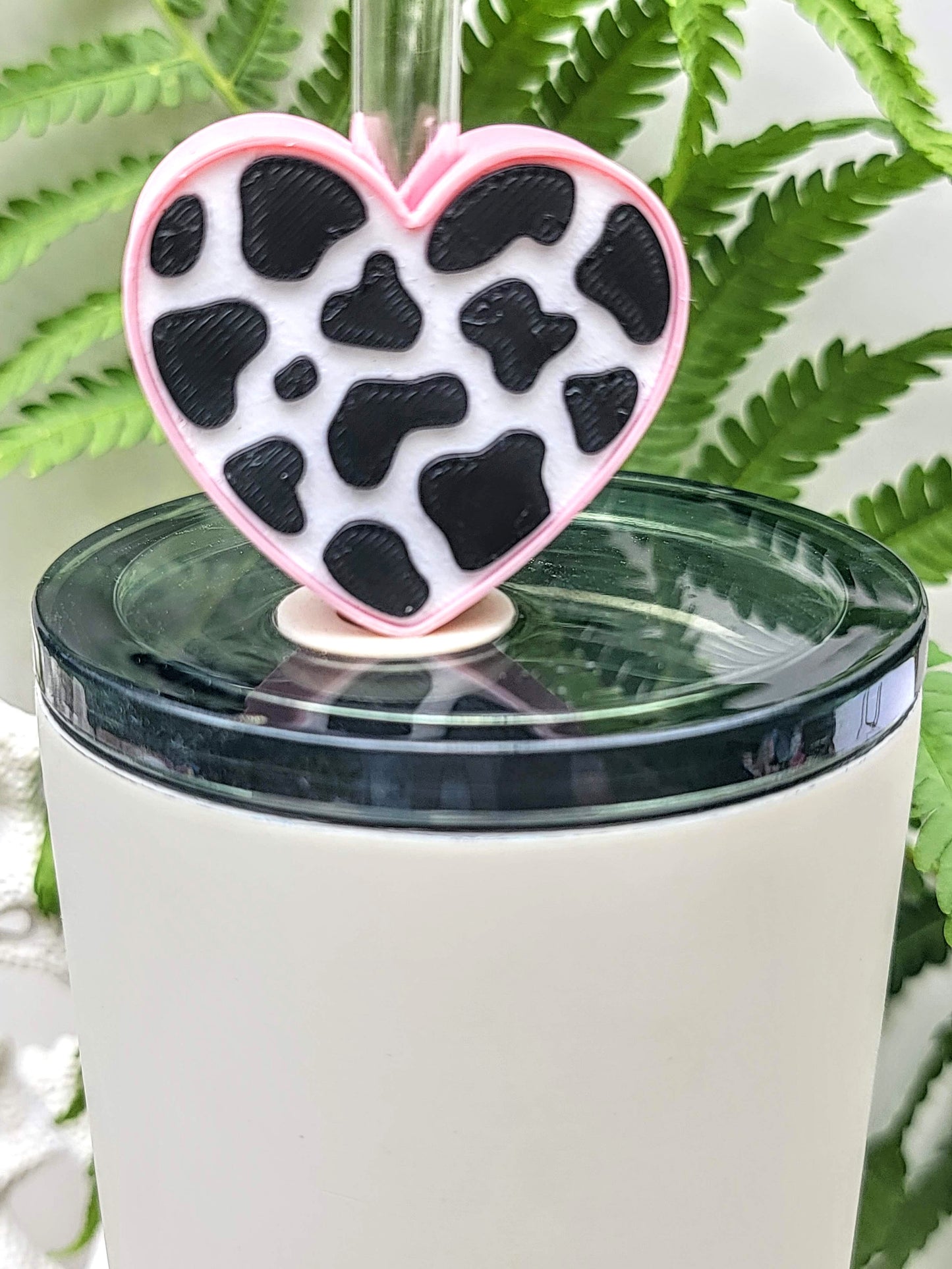 Cow Print Straw Toppers