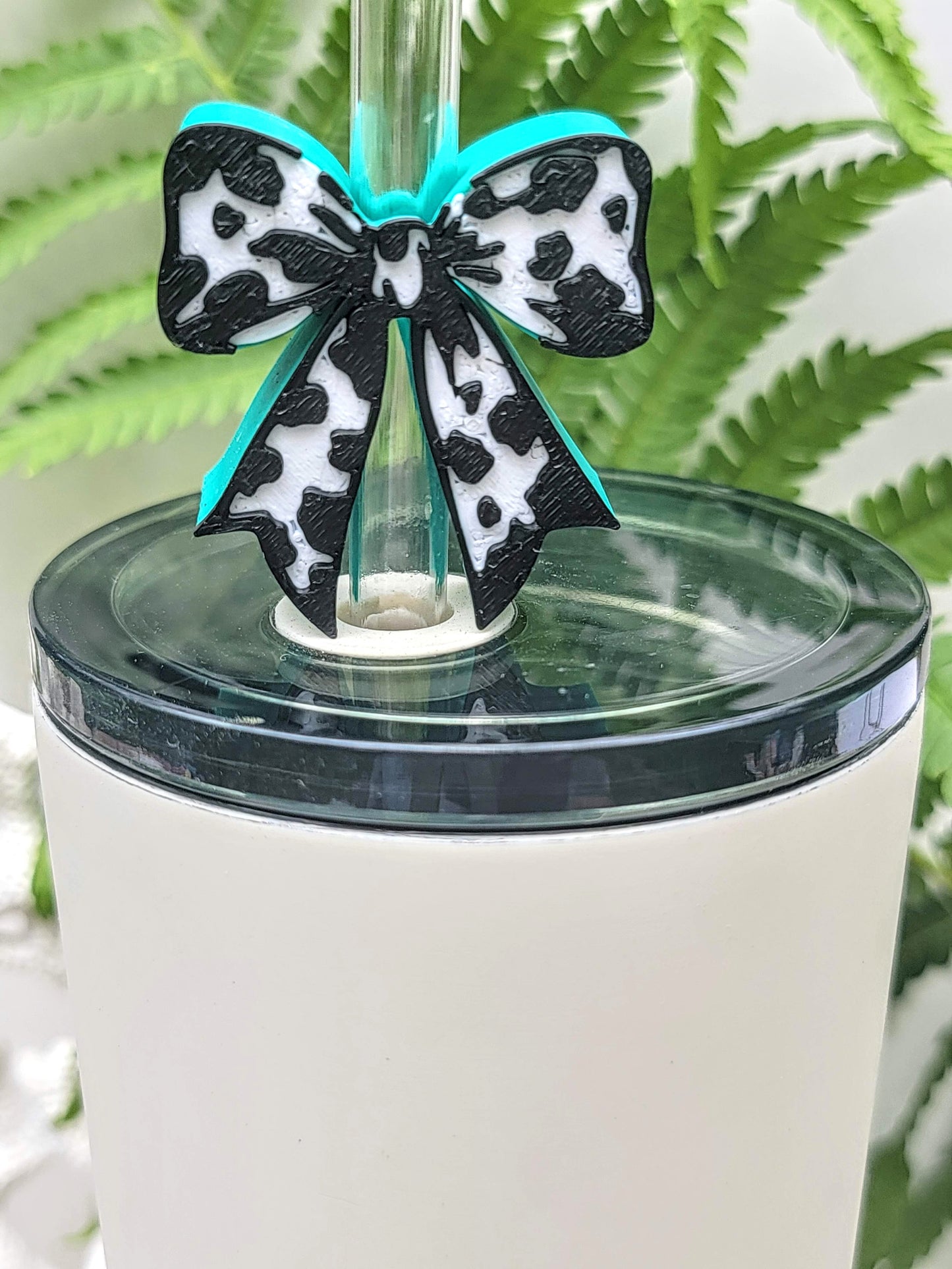 Cow Print Straw Toppers