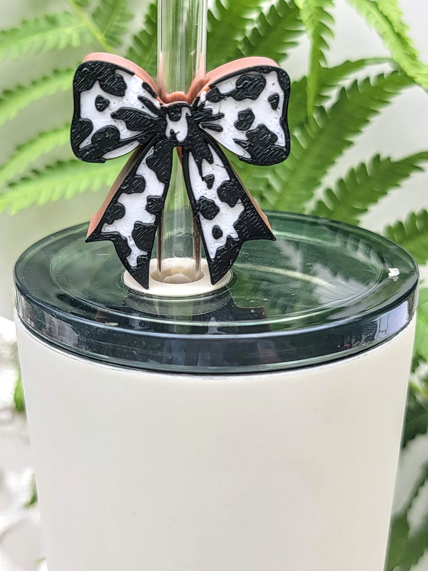 Cow Print Straw Toppers
