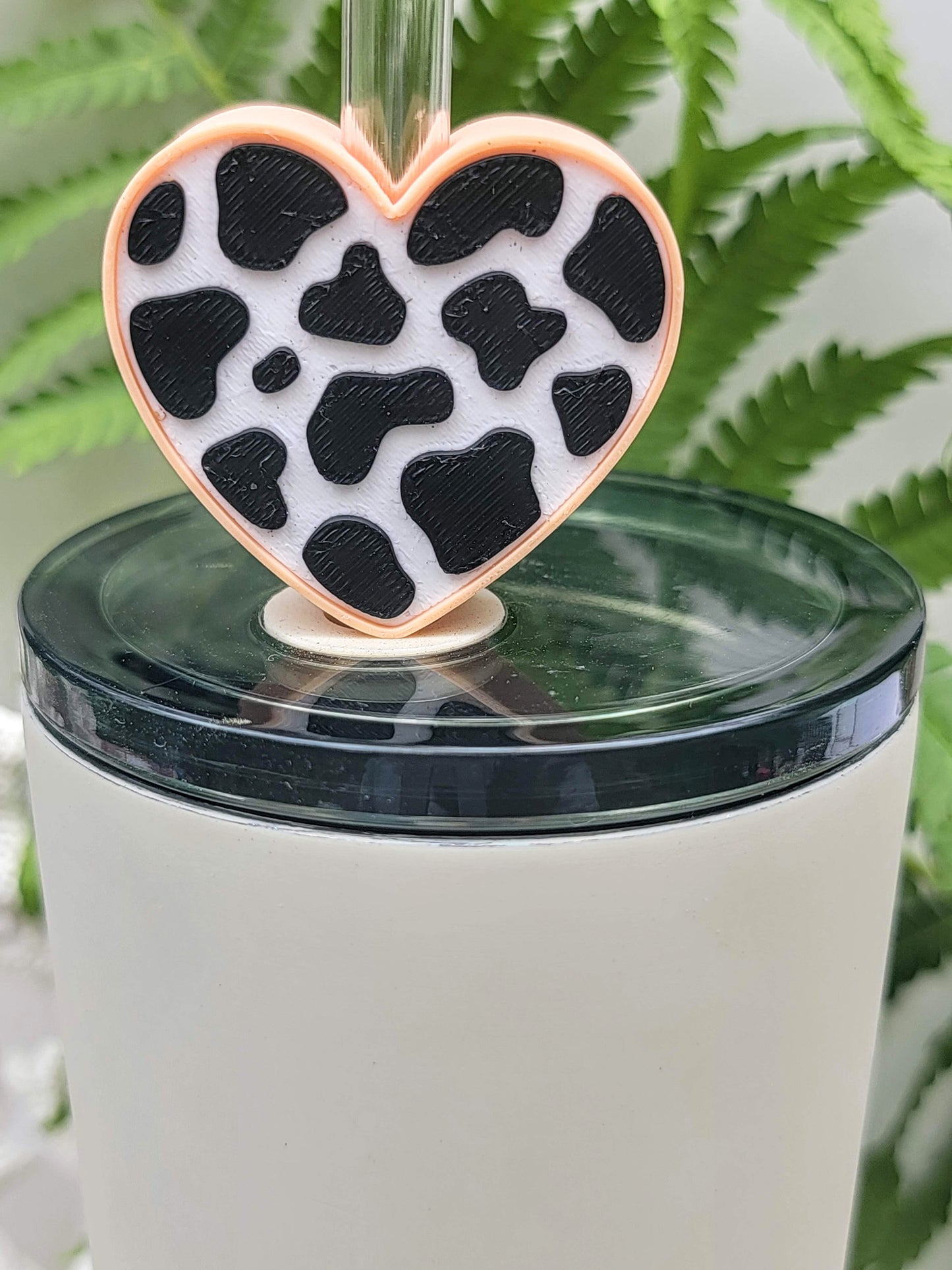 Cow Print Straw Toppers