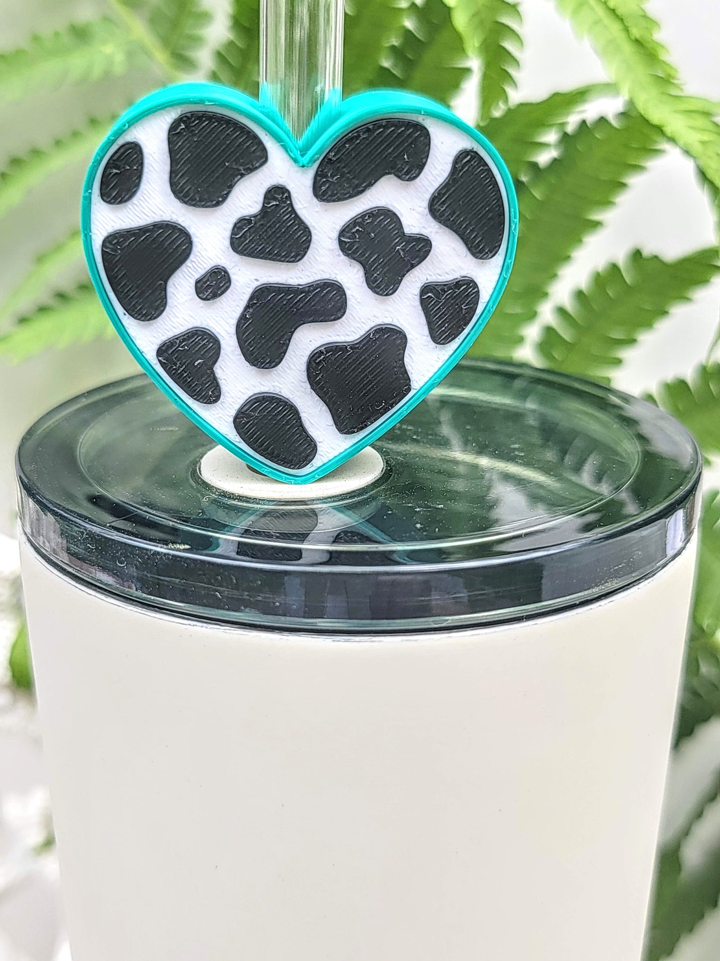 Cow Print Straw Toppers