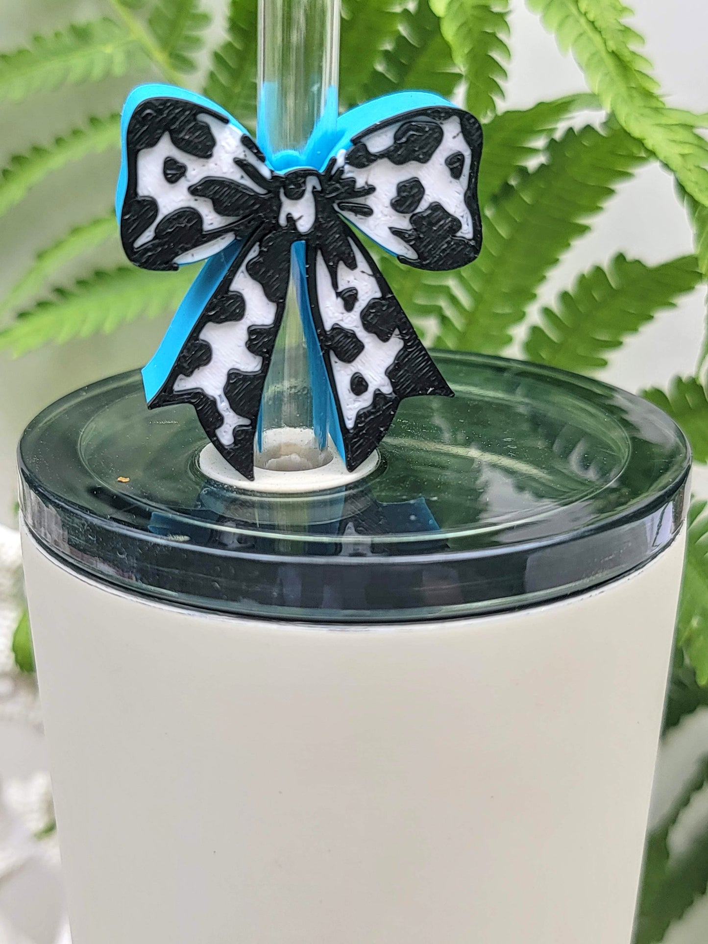 Cow Print Straw Toppers