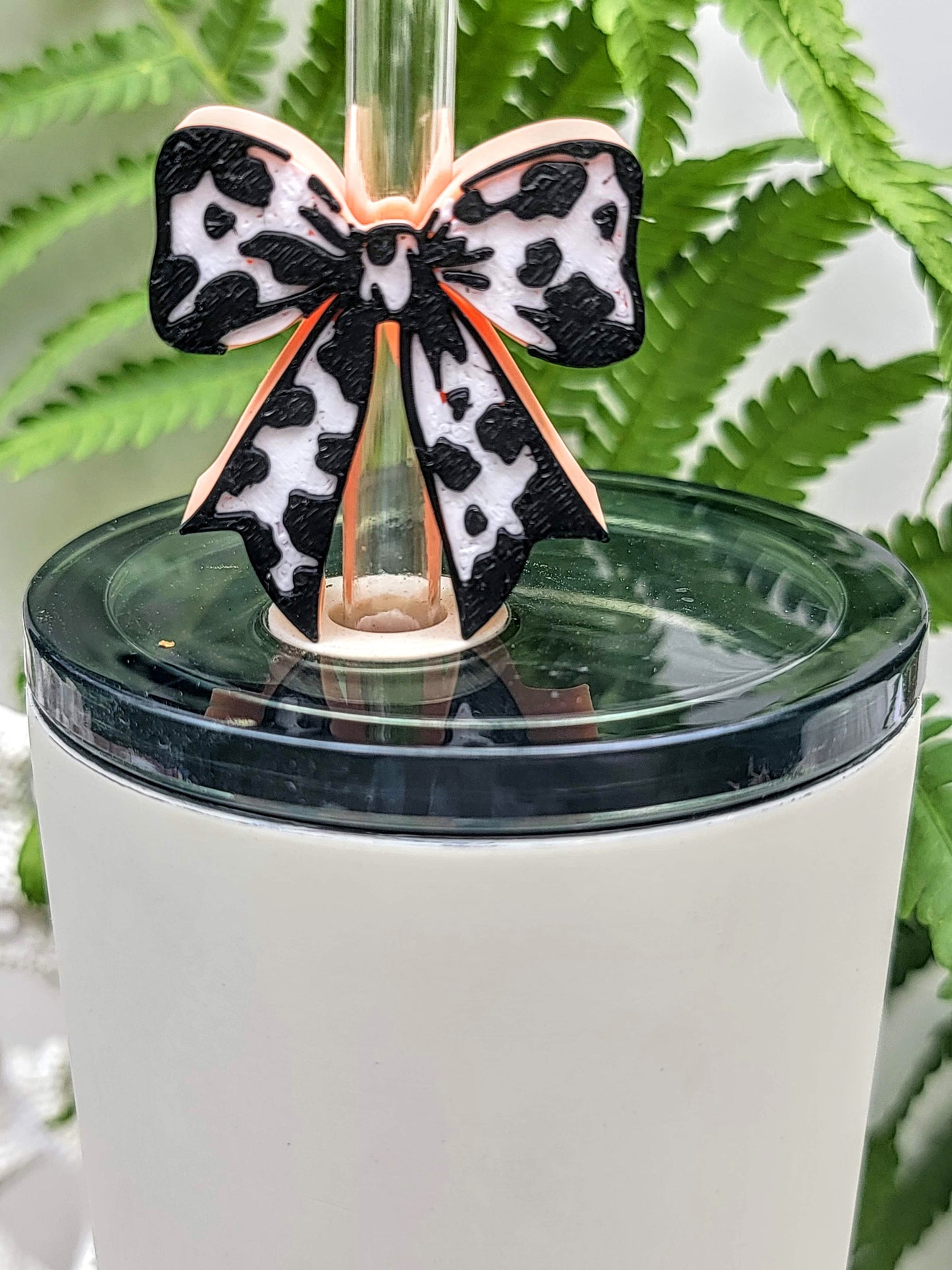 Cow Print Straw Toppers