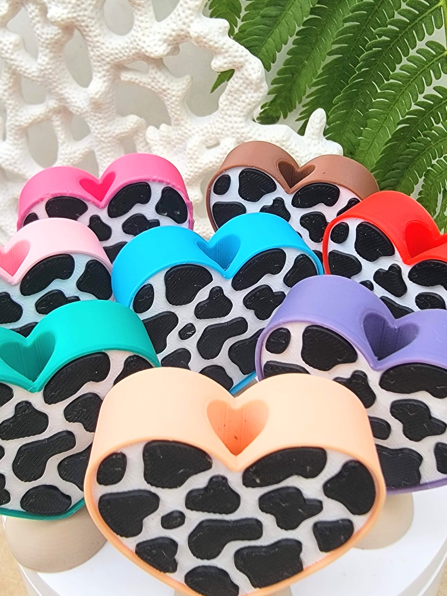 Cow Print Straw Toppers