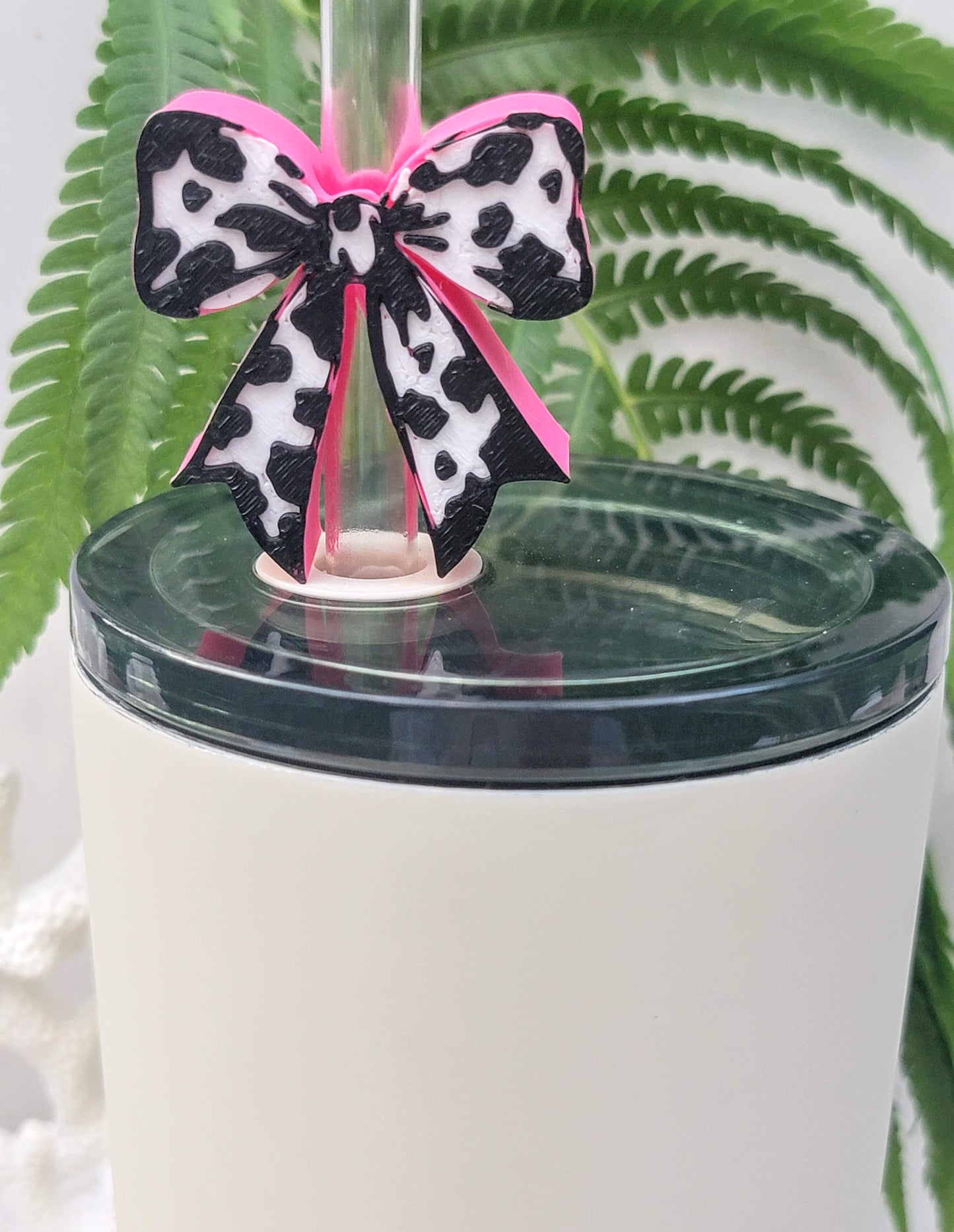 Cow Print Straw Toppers