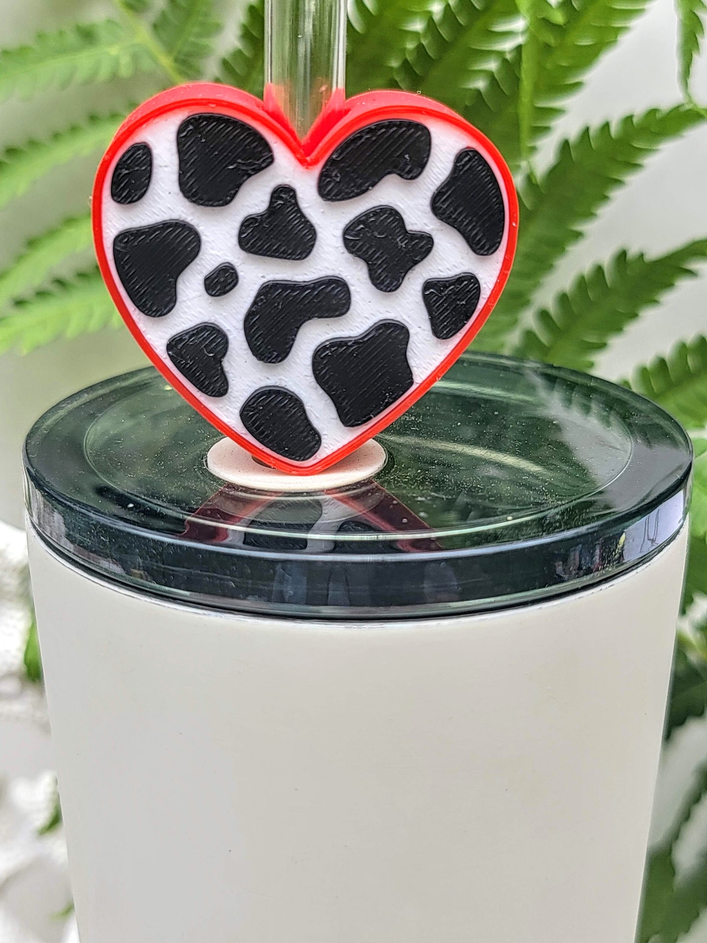 Cow Print Straw Toppers
