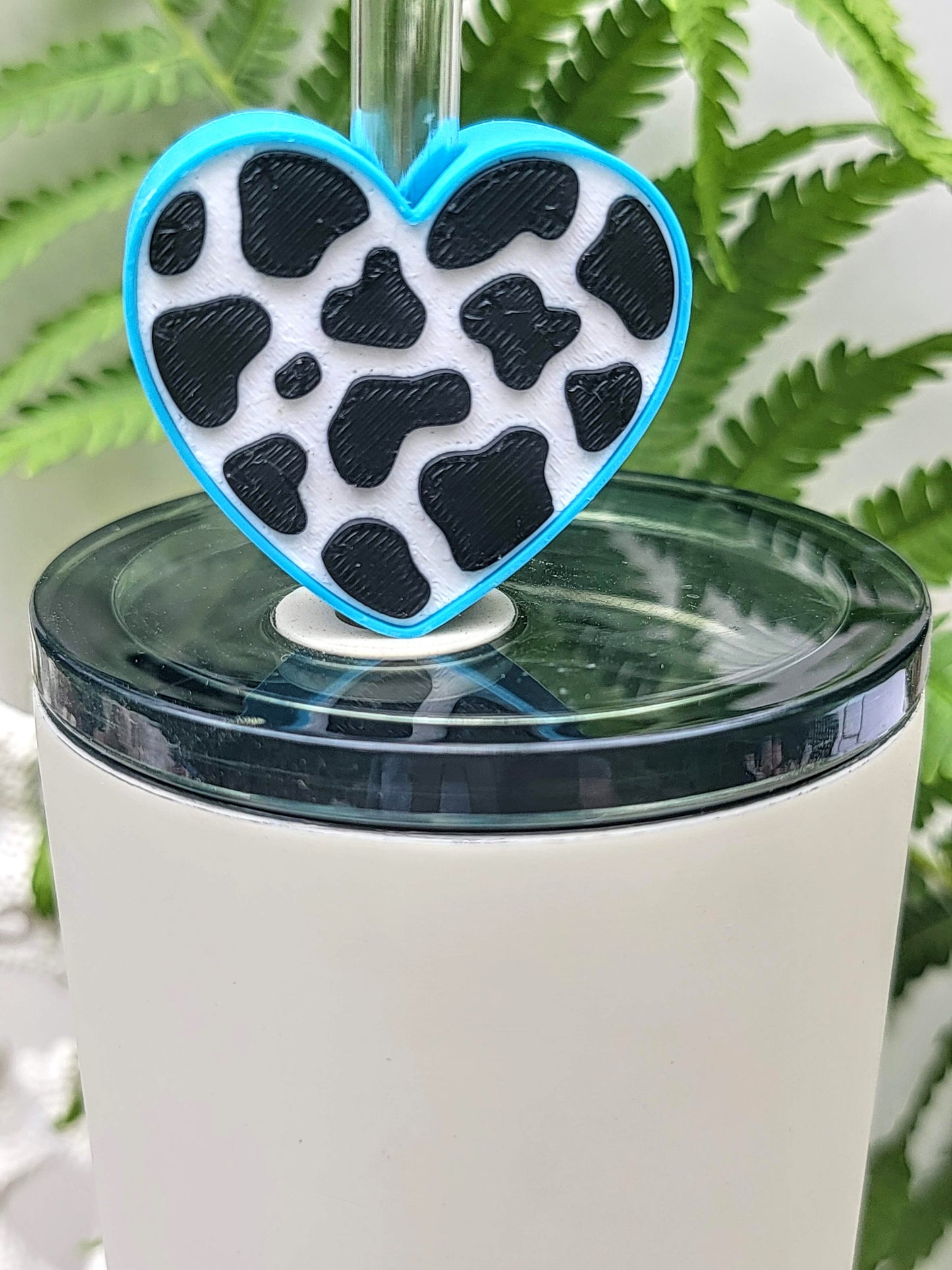Cow Print Straw Toppers