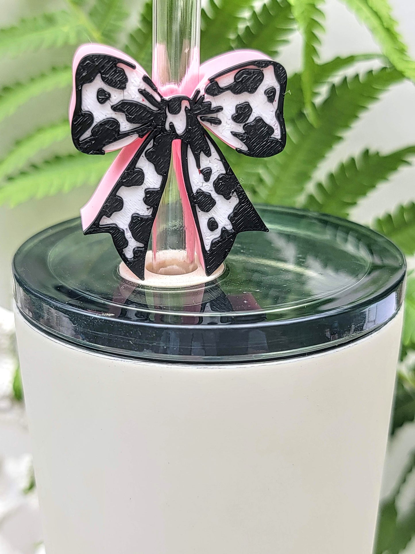 Cow Print Straw Toppers