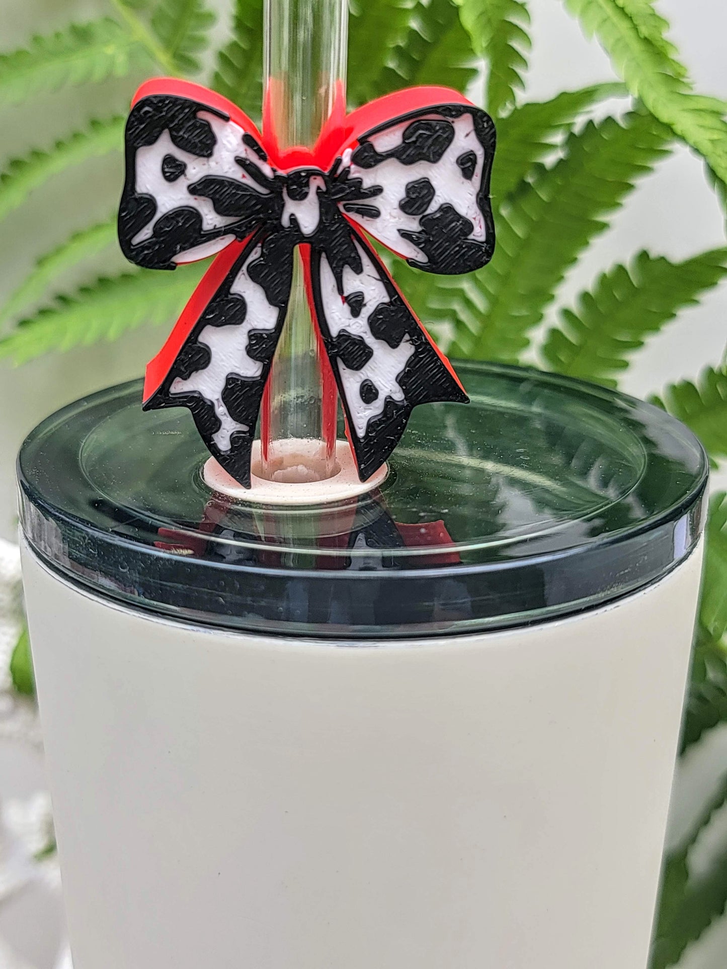 Cow Print Straw Toppers