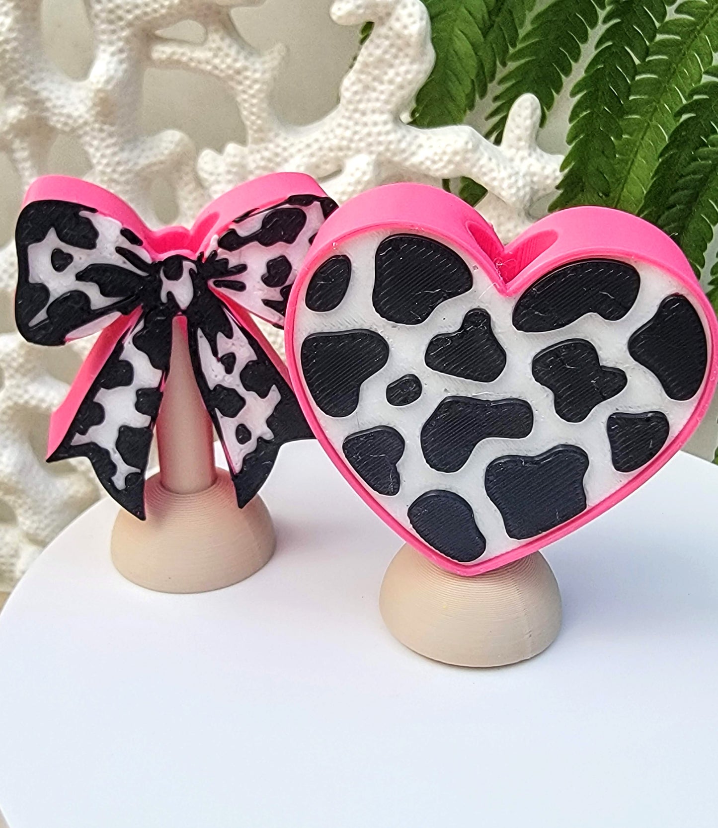 Cow Print Straw Toppers
