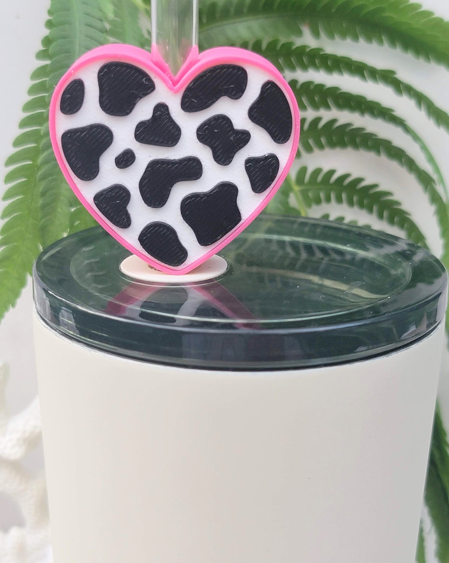Cow Print Straw Toppers